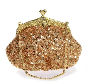 Fully Sequined Mesh Beaded Antique Style Evening Formal Clutch Purse|JaosWish
