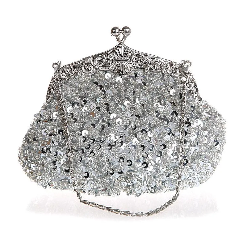 Fully Sequined Mesh Beaded Antique Style Evening Formal Clutch Purse|JaosWish