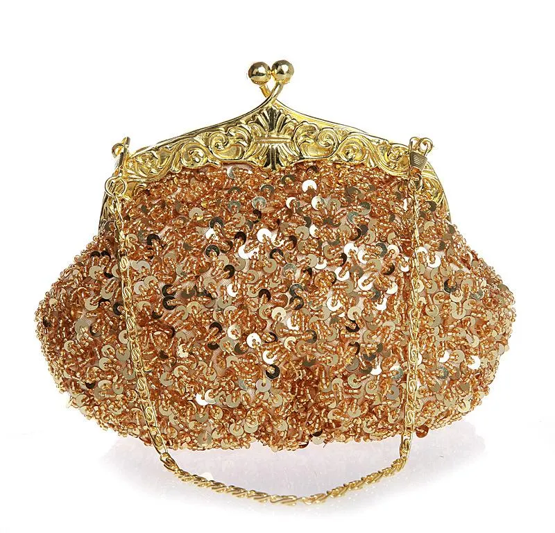 Fully Sequined Mesh Beaded Antique Style Evening Formal Clutch Purse|JaosWish
