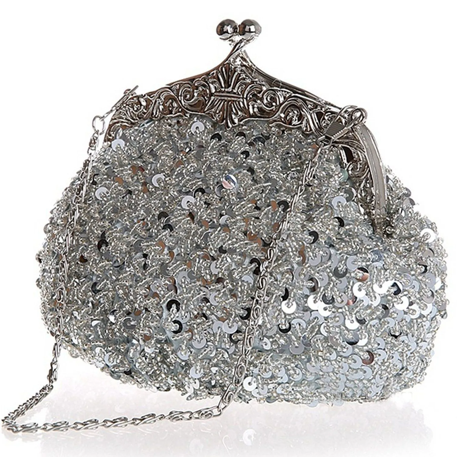 Fully Sequined Mesh Beaded Antique Style Evening Formal Clutch Purse|JaosWish