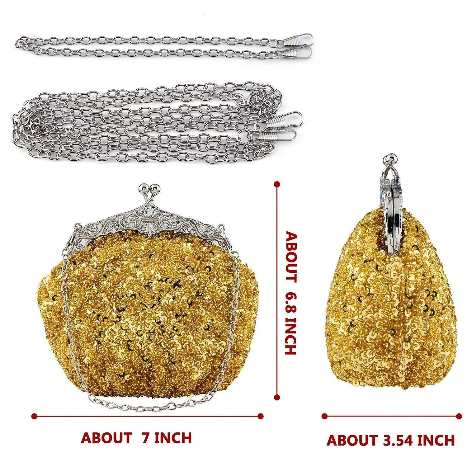Fully Sequined Mesh Beaded Antique Style Evening Formal Clutch Purse|JaosWish