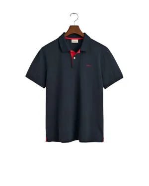 Gant Regular Contrast Pique Short Sleeve Rugger Evening Blue