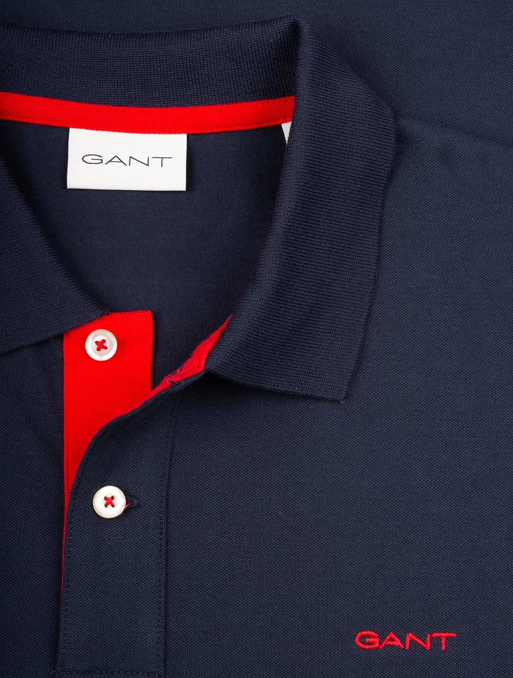 Gant Regular Contrast Pique Short Sleeve Rugger Evening Blue