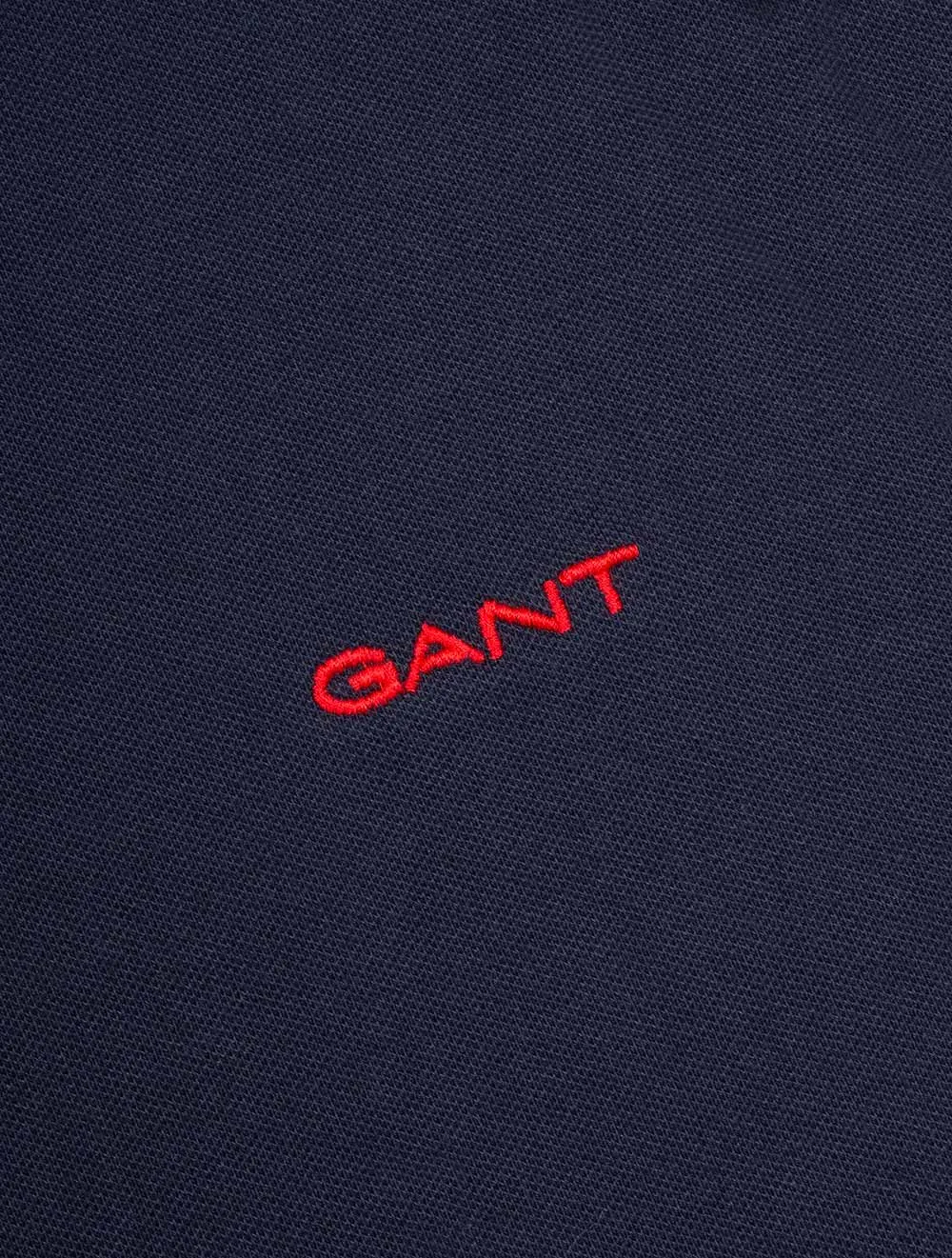 Gant Regular Contrast Pique Short Sleeve Rugger Evening Blue