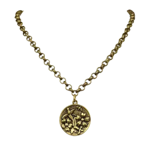 Gold Plated 18" Chain with Gold Plated Flower Bee Pendant