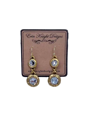Gold Plated Double Swarovski Crystal Earrings