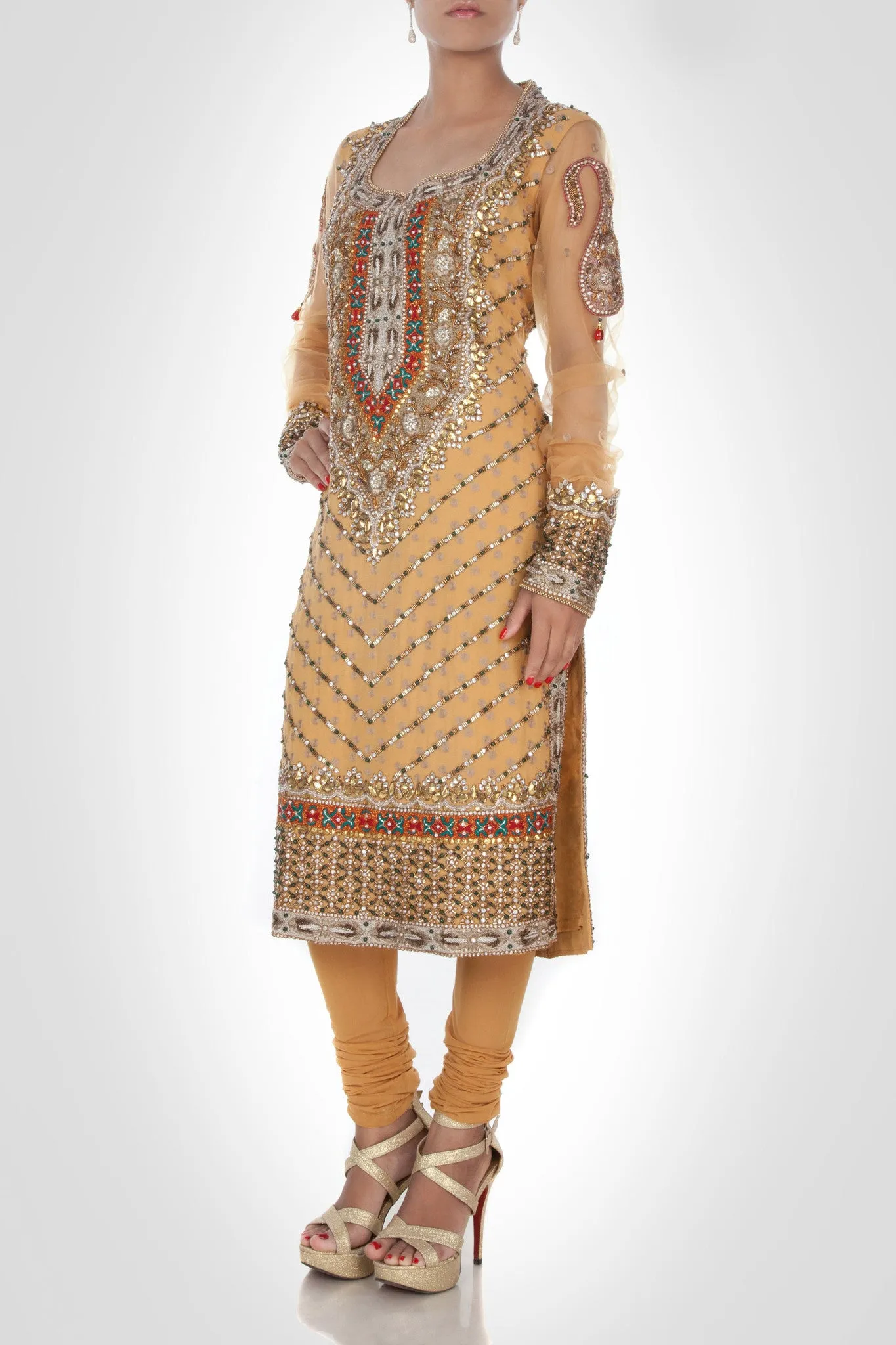 Golden color gorgette suit