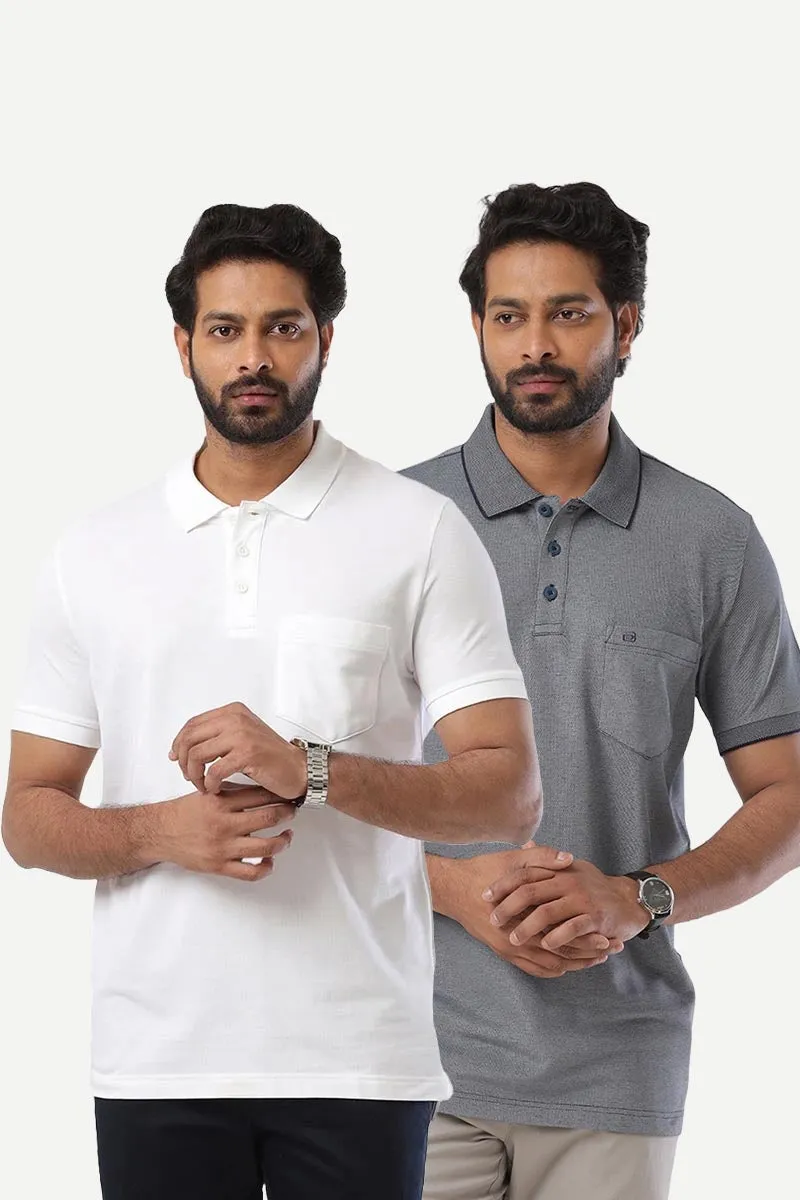 Golf Polo - Collar T-Shirts Pack Of 2 Combo For Men | Ariser