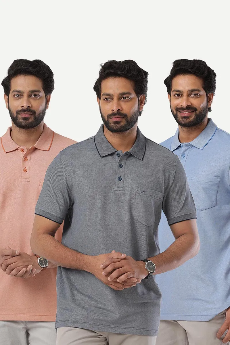 Golf Polo - Collar T-Shirts Pack Of 3 Combo For Men | Ariser