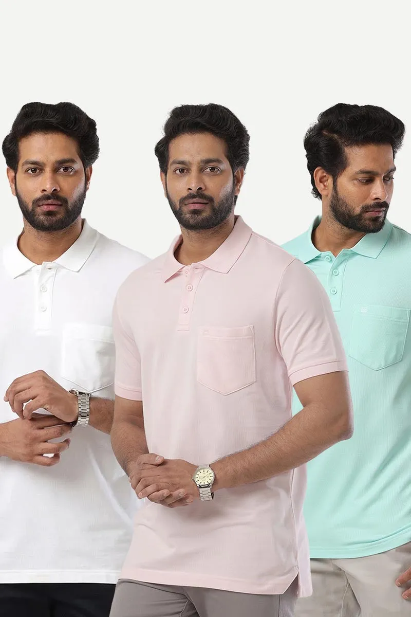 Golf Polo - Collar T-Shirts Pack Of 3 Combo For Men | Ariser