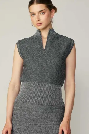 Grey Half Zip Sweater Vest