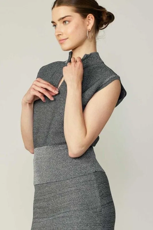 Grey Half Zip Sweater Vest
