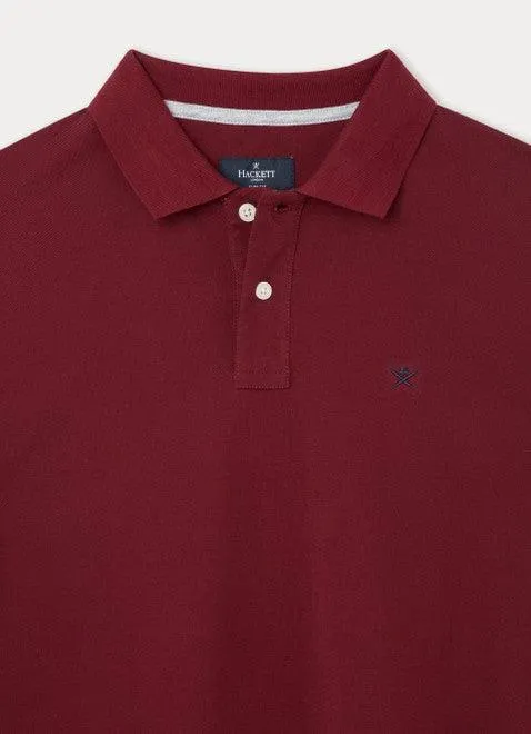 Hackett Mens Slim Fit Long Sleeve Polo - Red