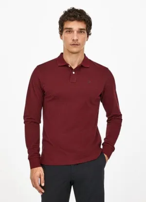 Hackett Mens Slim Fit Long Sleeve Polo - Red