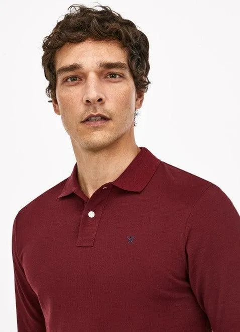 Hackett Mens Slim Fit Long Sleeve Polo - Red