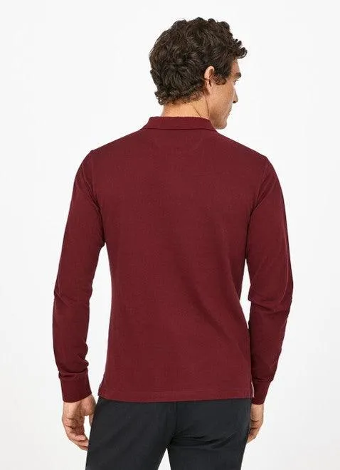 Hackett Mens Slim Fit Long Sleeve Polo - Red