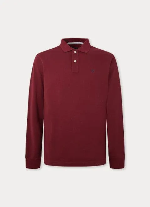 Hackett Mens Slim Fit Long Sleeve Polo - Red