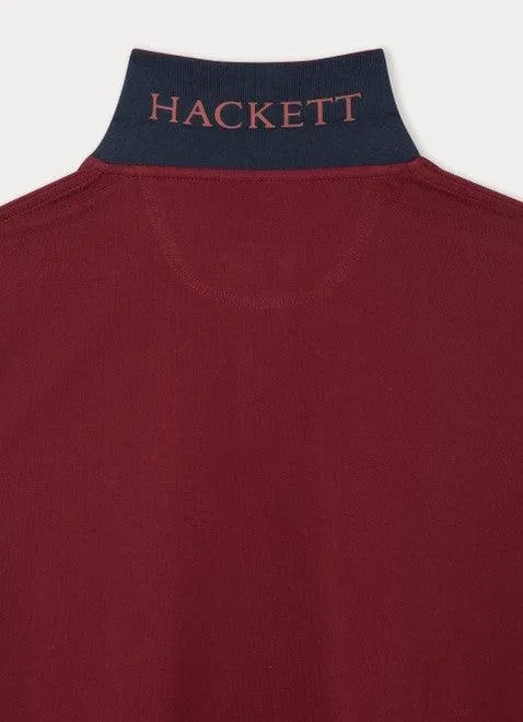 Hackett Mens Slim Fit Long Sleeve Polo - Red