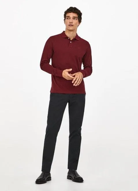 Hackett Mens Slim Fit Long Sleeve Polo - Red