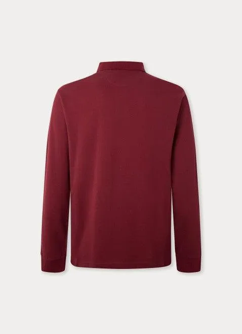 Hackett Mens Slim Fit Long Sleeve Polo - Red