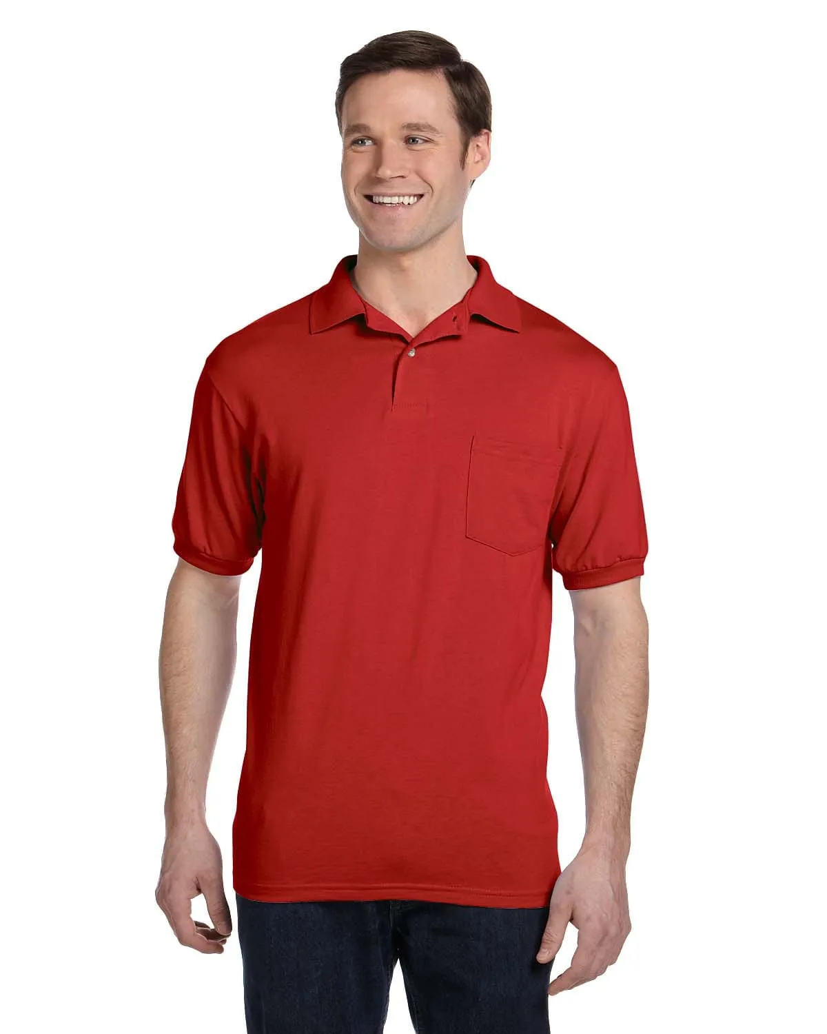 Hanes 50/50 Jersey Knit Pocket Polo Shirt