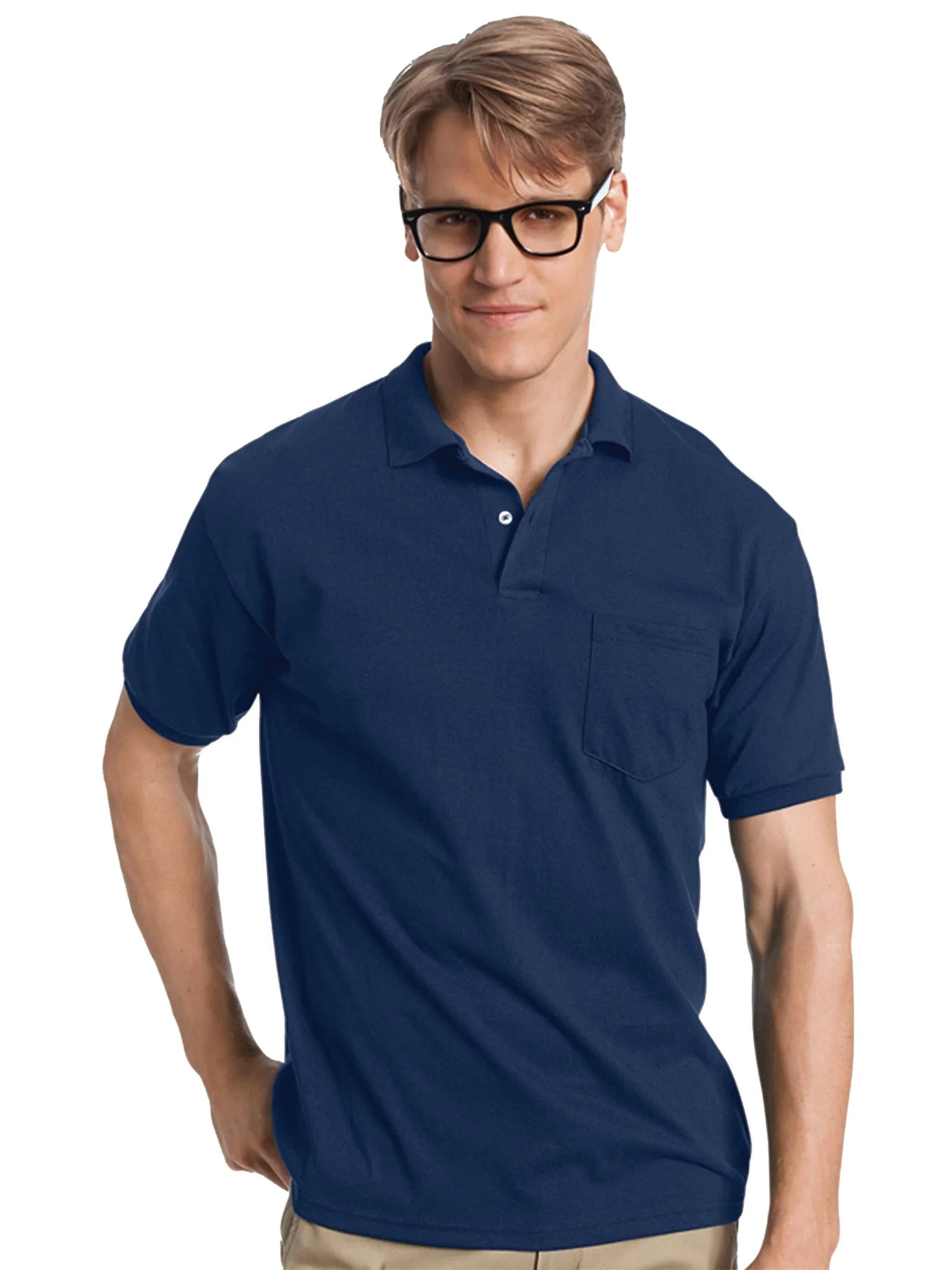 Hanes 50/50 Jersey Knit Pocket Polo Shirt