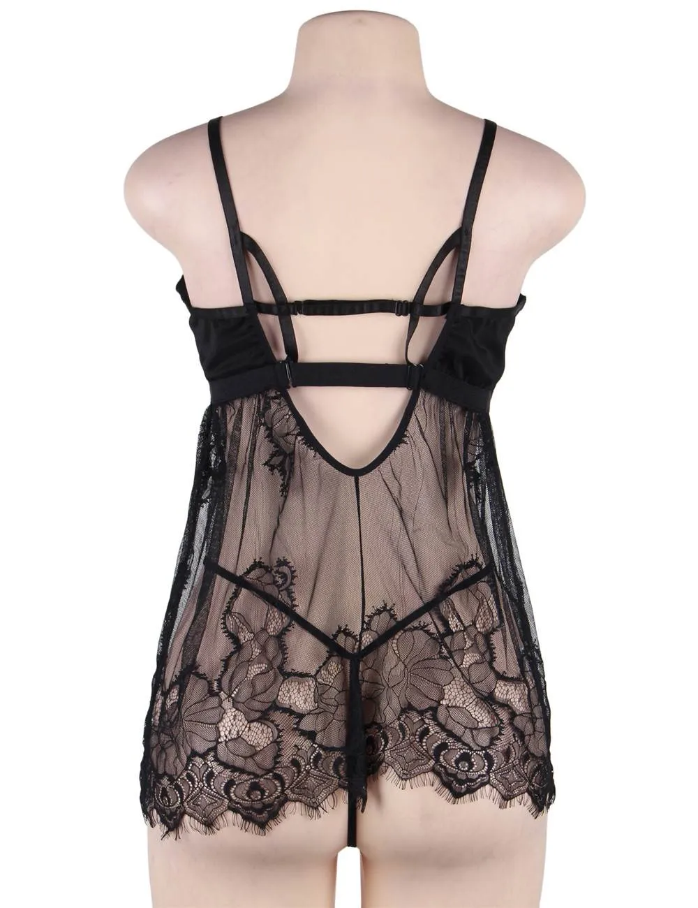 High Quality Elegant Black Lace Sexy Babydoll