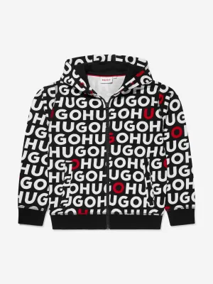 Hugo Boys Monogram Zip Up Top in Black