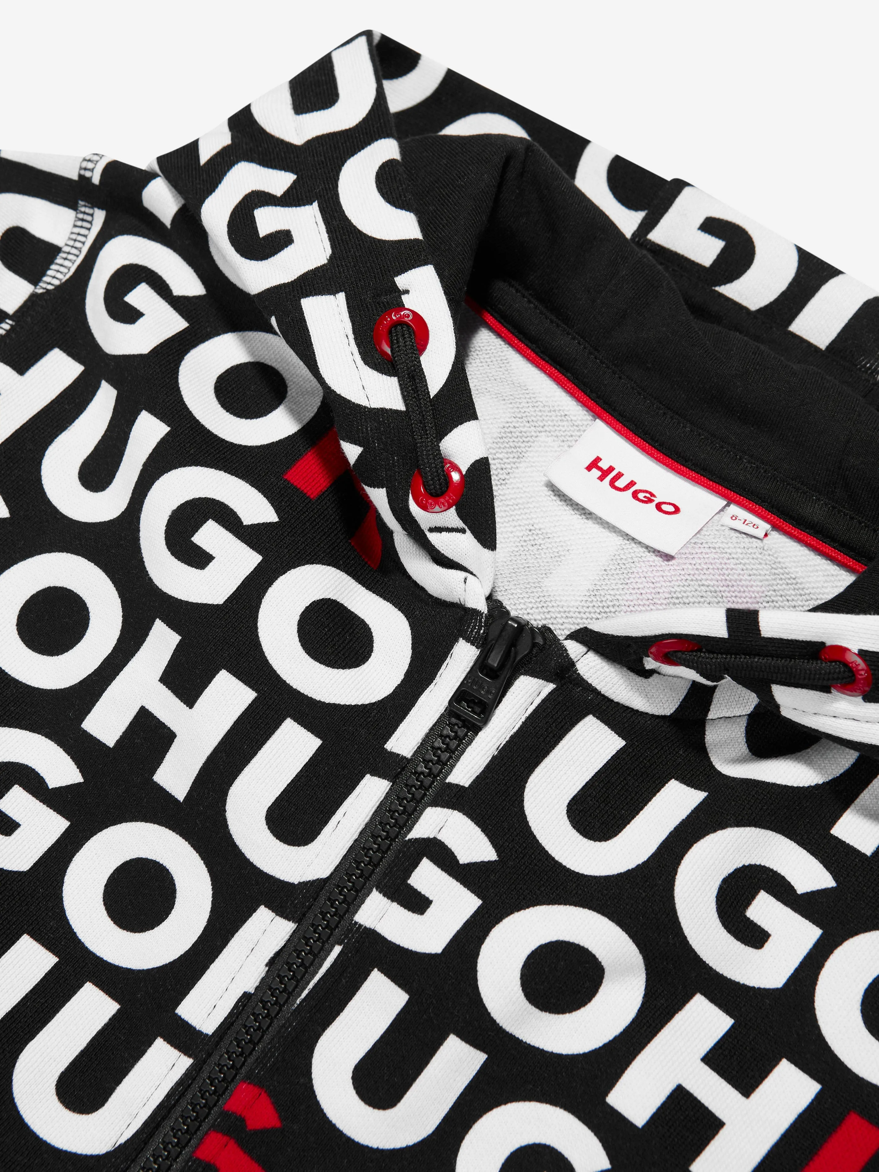 Hugo Boys Monogram Zip Up Top in Black