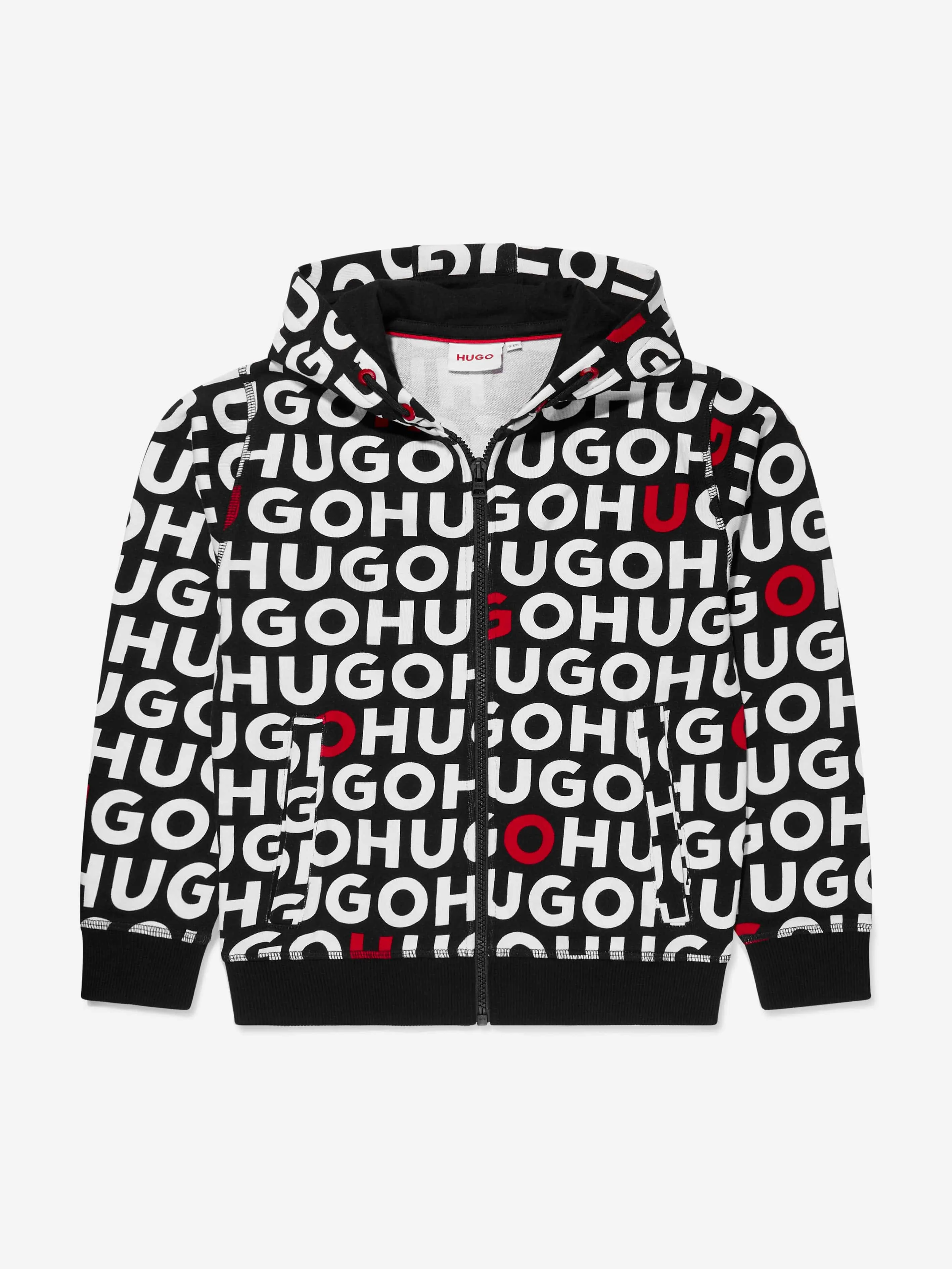 Hugo Boys Monogram Zip Up Top in Black