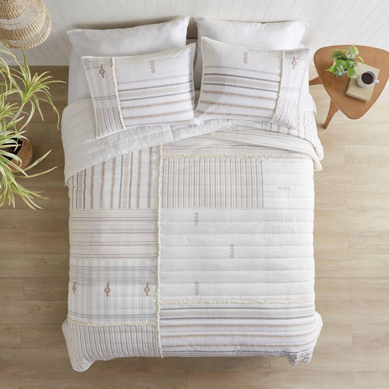 Ink ivy Salar 3-Piece Printed Cotton Quilt Set Shams Natural King / Cal King