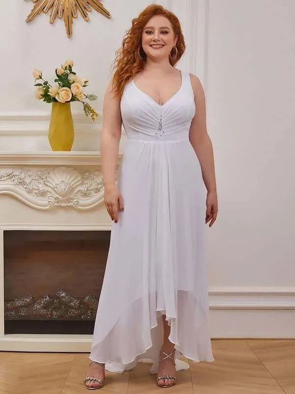 Jaylynn High Low chiffon wedding gown in white Express NZ wide