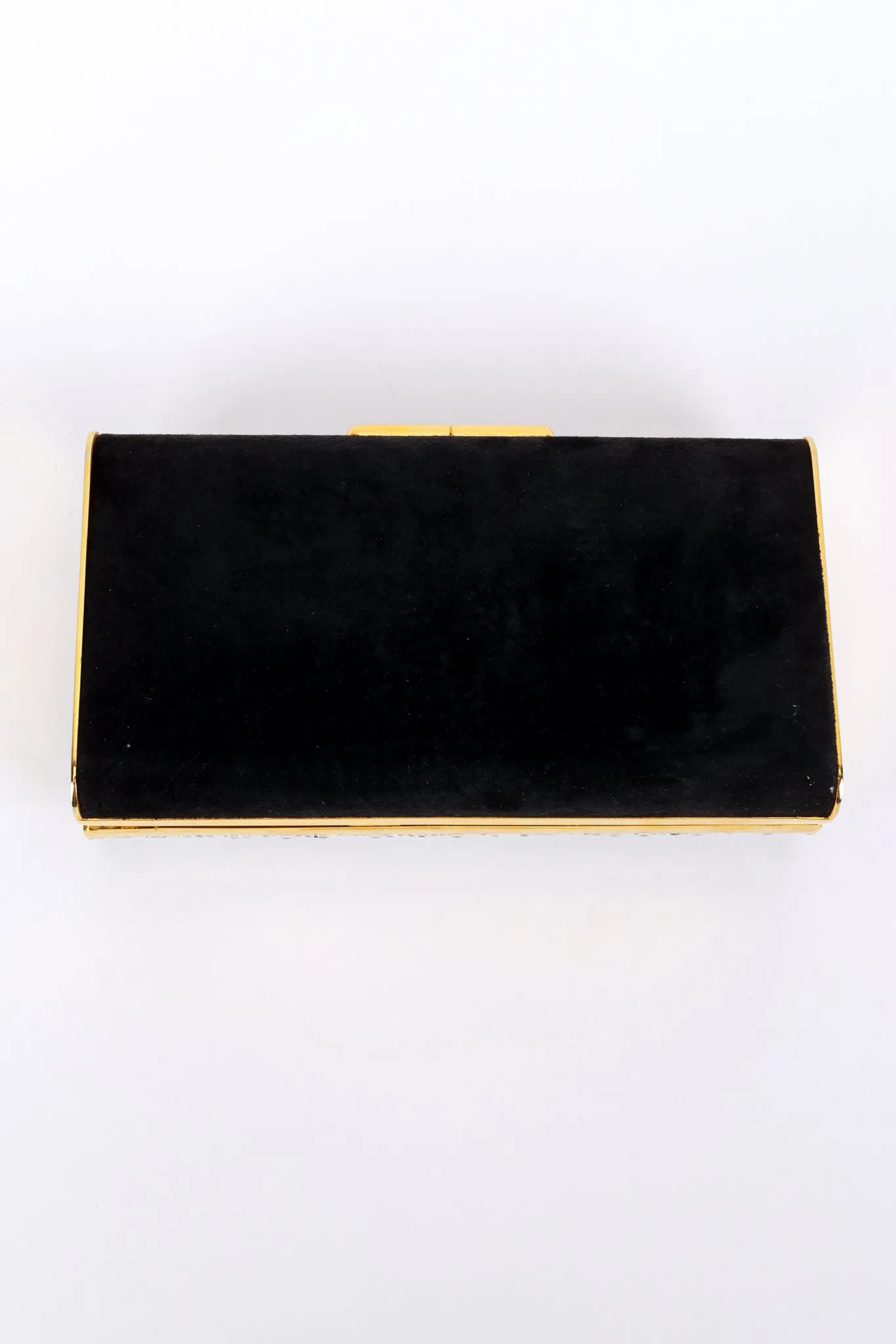 Jeweled Suede Frame Clutch