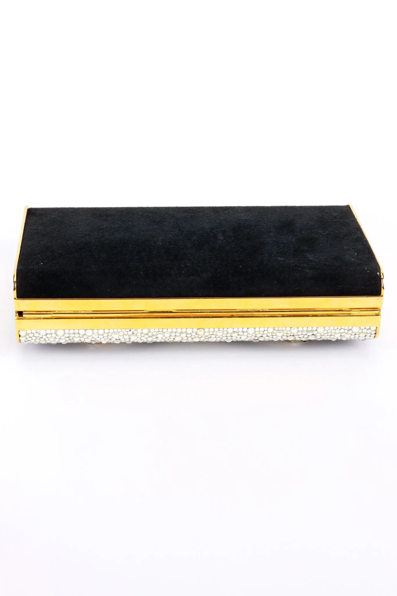 Jeweled Suede Frame Clutch
