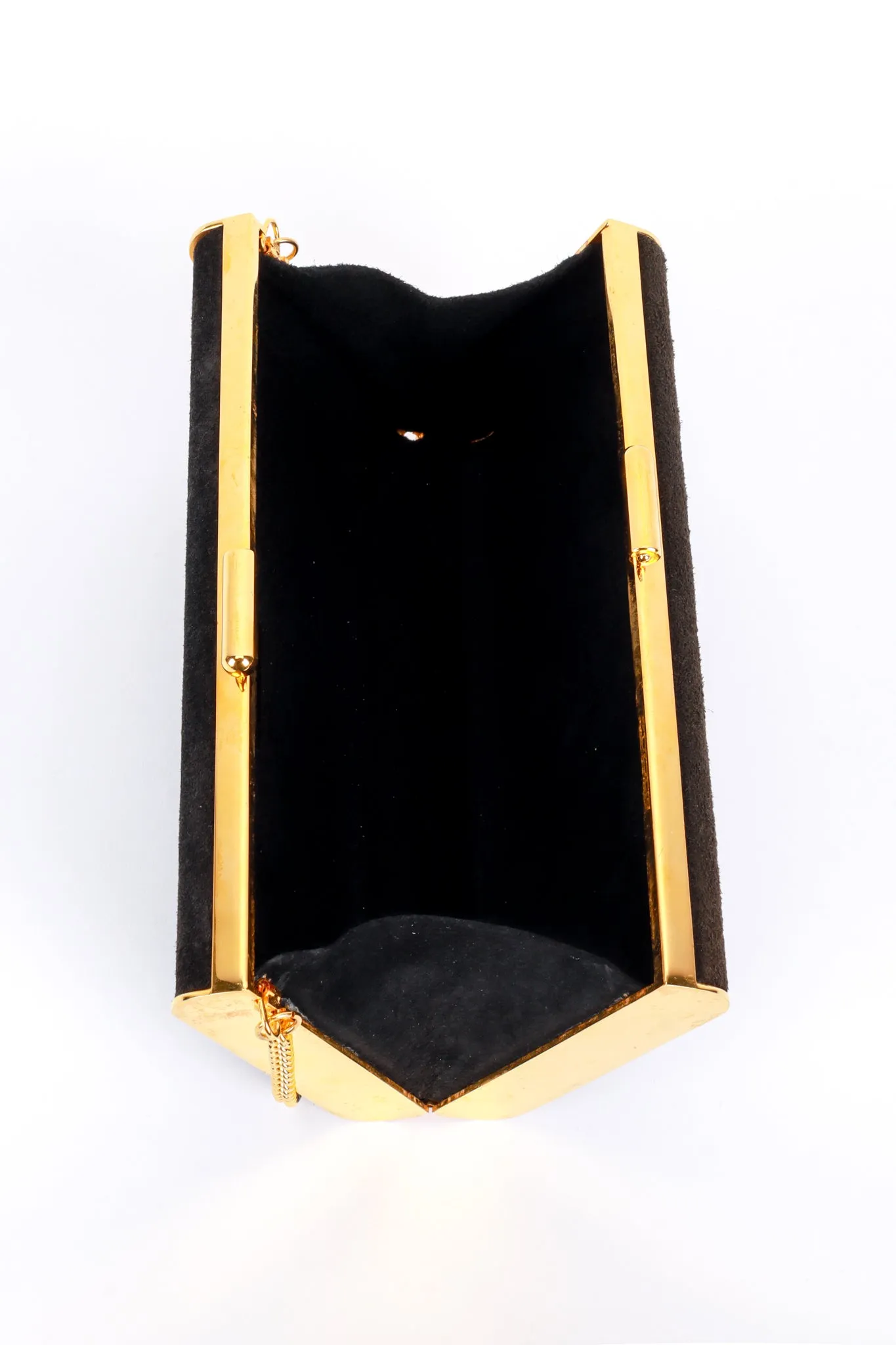 Jeweled Suede Frame Clutch