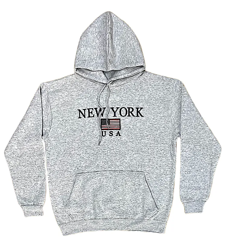 Kids Hoodies Embroidered with "NEW YORK USA FLAG"