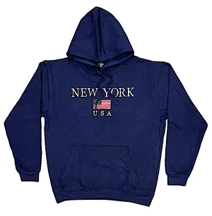 Kids Hoodies Embroidered with "NEW YORK USA FLAG"