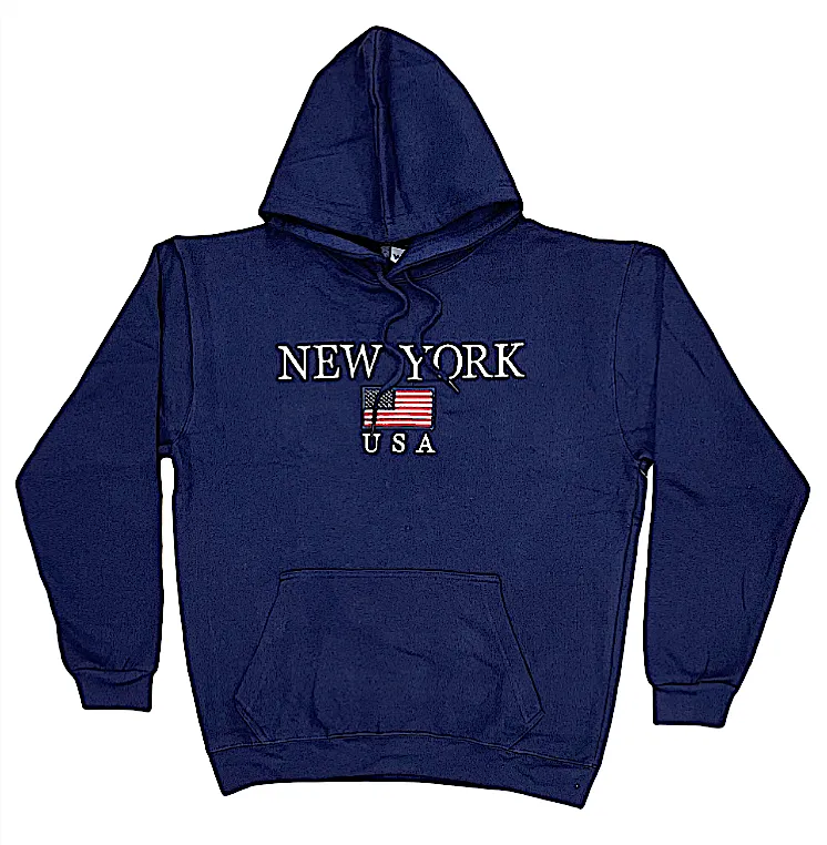 Kids Hoodies Embroidered with "NEW YORK USA FLAG"
