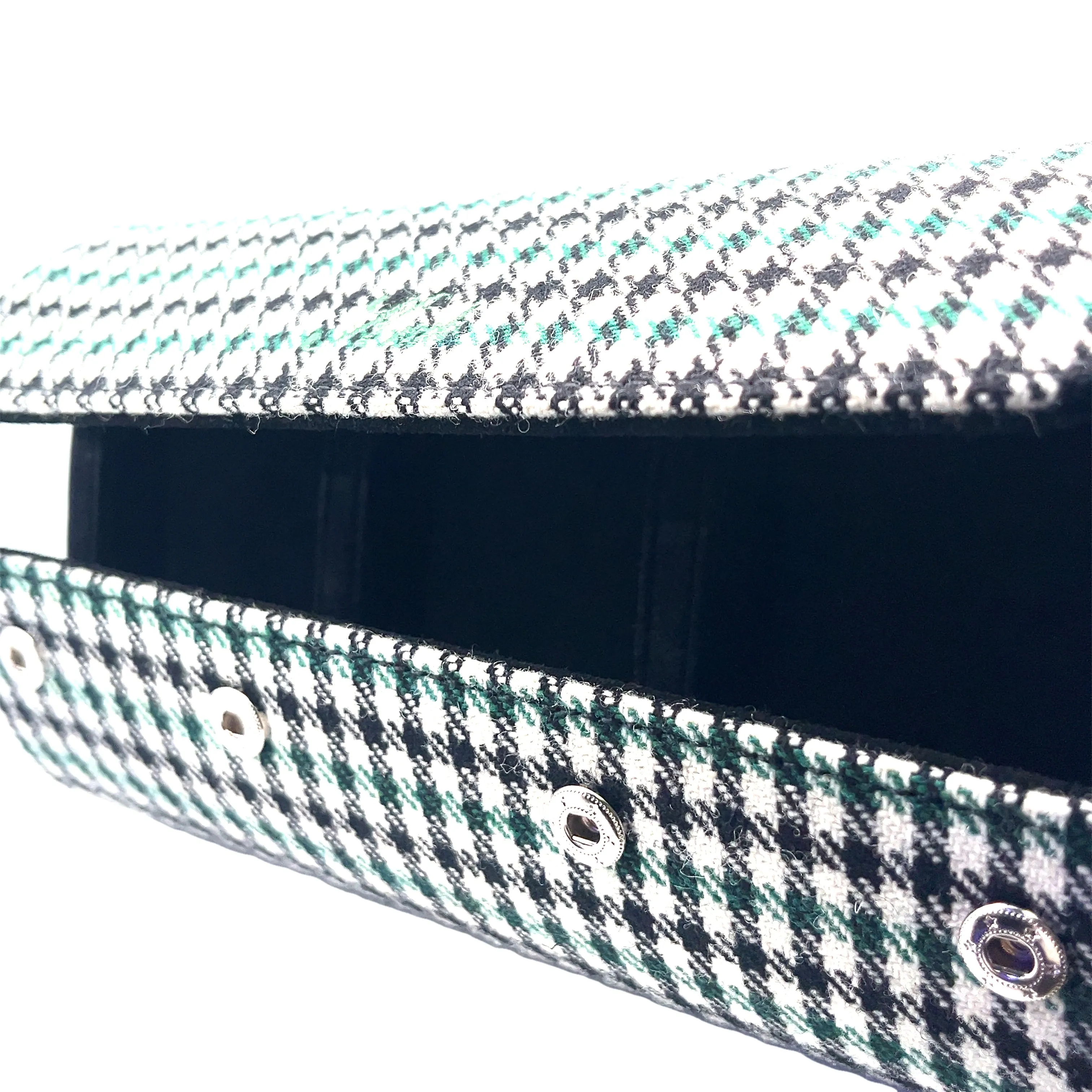 Kruk Green Pepita Watch Travel & Storage Case with Black Suede Lining