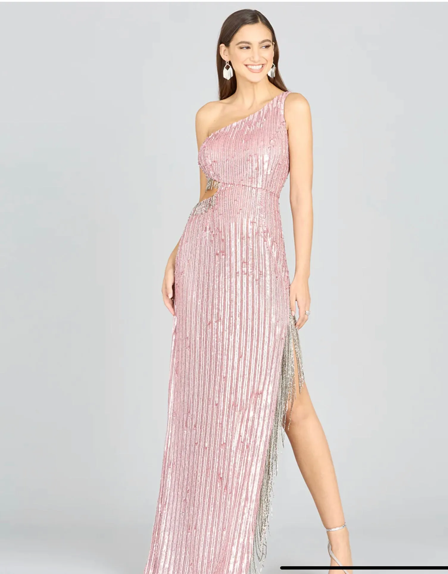 Lara Wendy Beaded Fringe Gown 9978