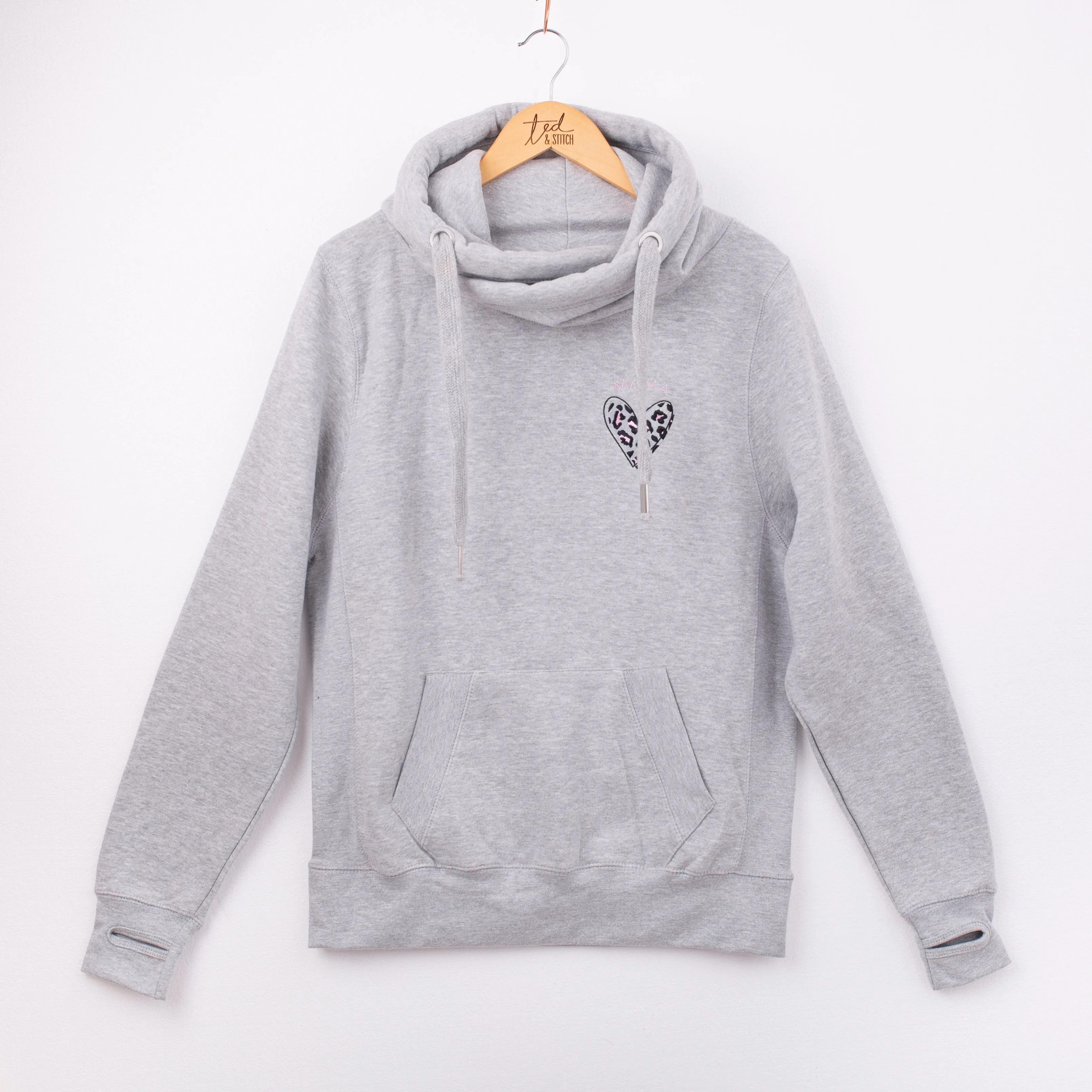 Leopard Print Heart Crossneck Hoodie available in Grey, Pink, Blue, Nude, Black, Navy and Dusty Pink