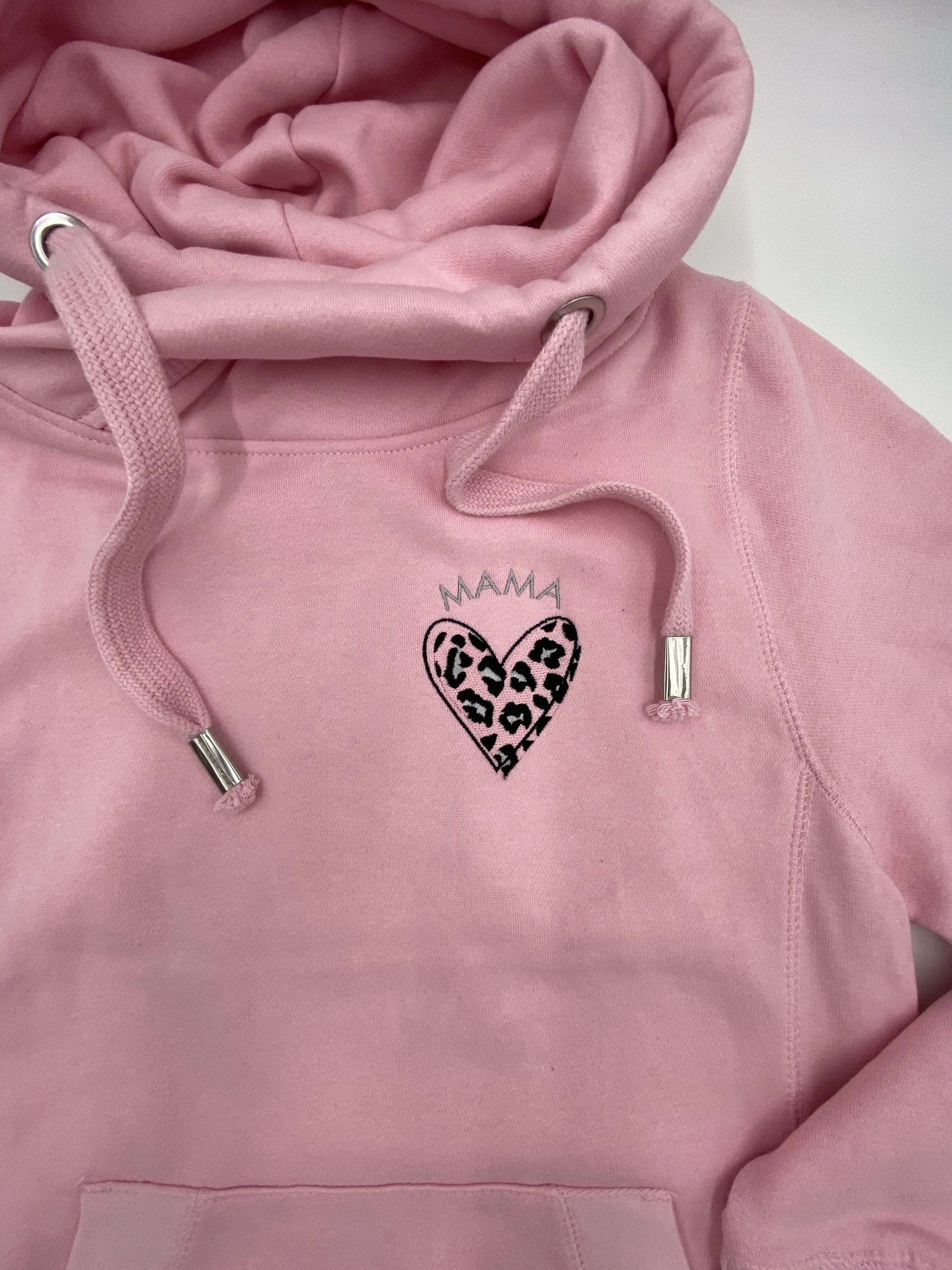 Leopard Print Heart Crossneck Hoodie available in Grey, Pink, Blue, Nude, Black, Navy and Dusty Pink