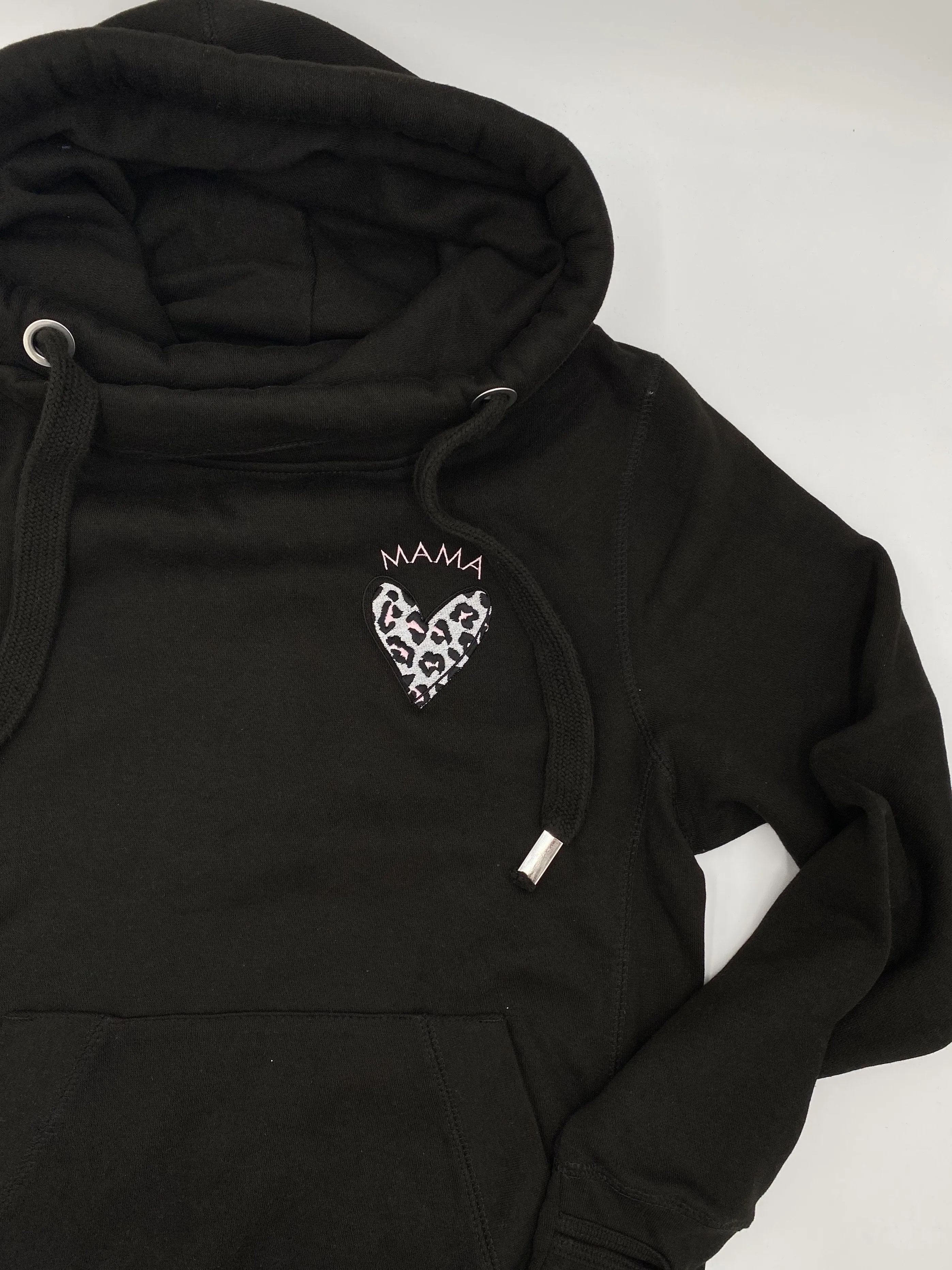 Leopard Print Heart Crossneck Hoodie available in Grey, Pink, Blue, Nude, Black, Navy and Dusty Pink