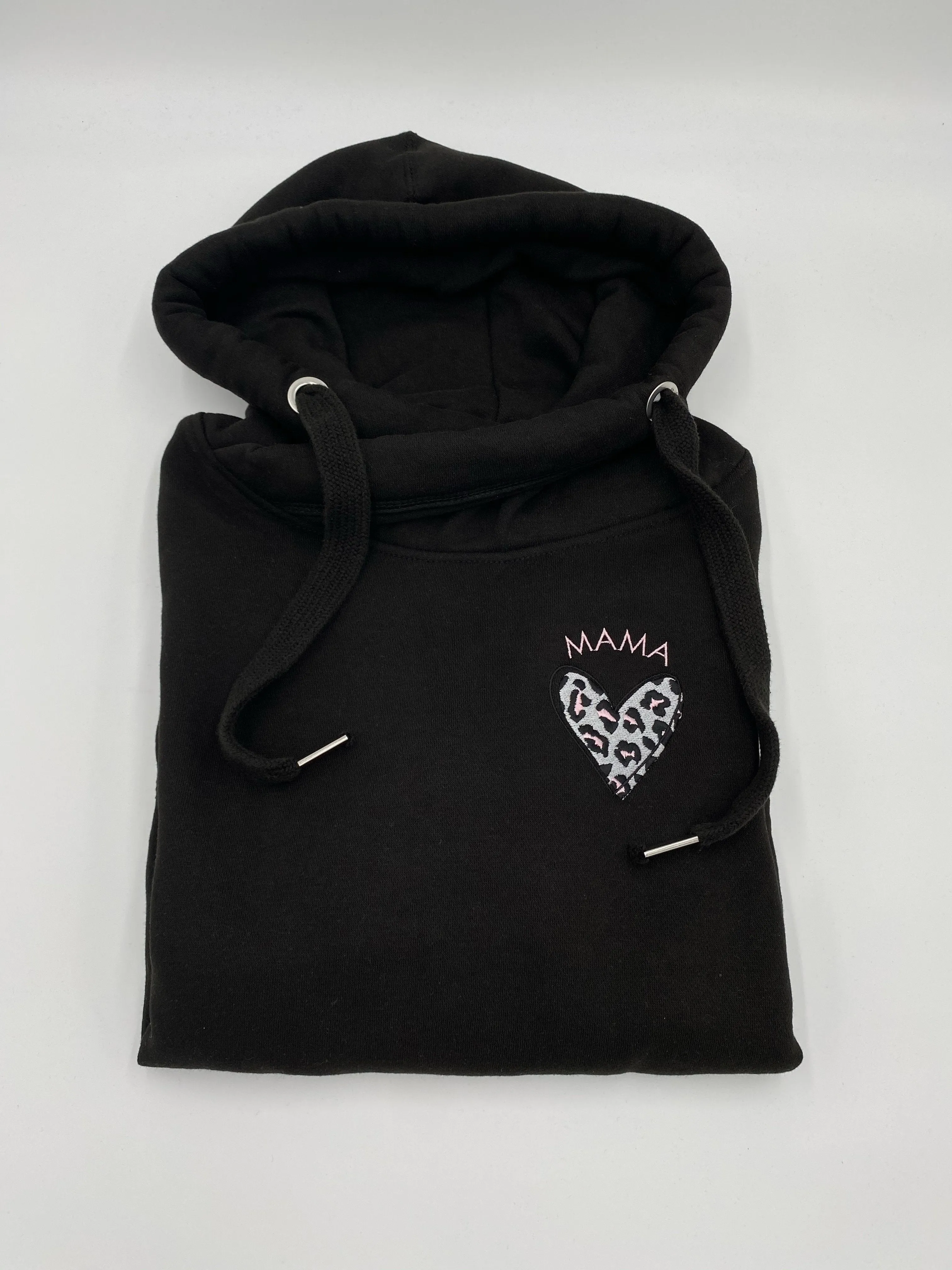 Leopard Print Heart Crossneck Hoodie available in Grey, Pink, Blue, Nude, Black, Navy and Dusty Pink