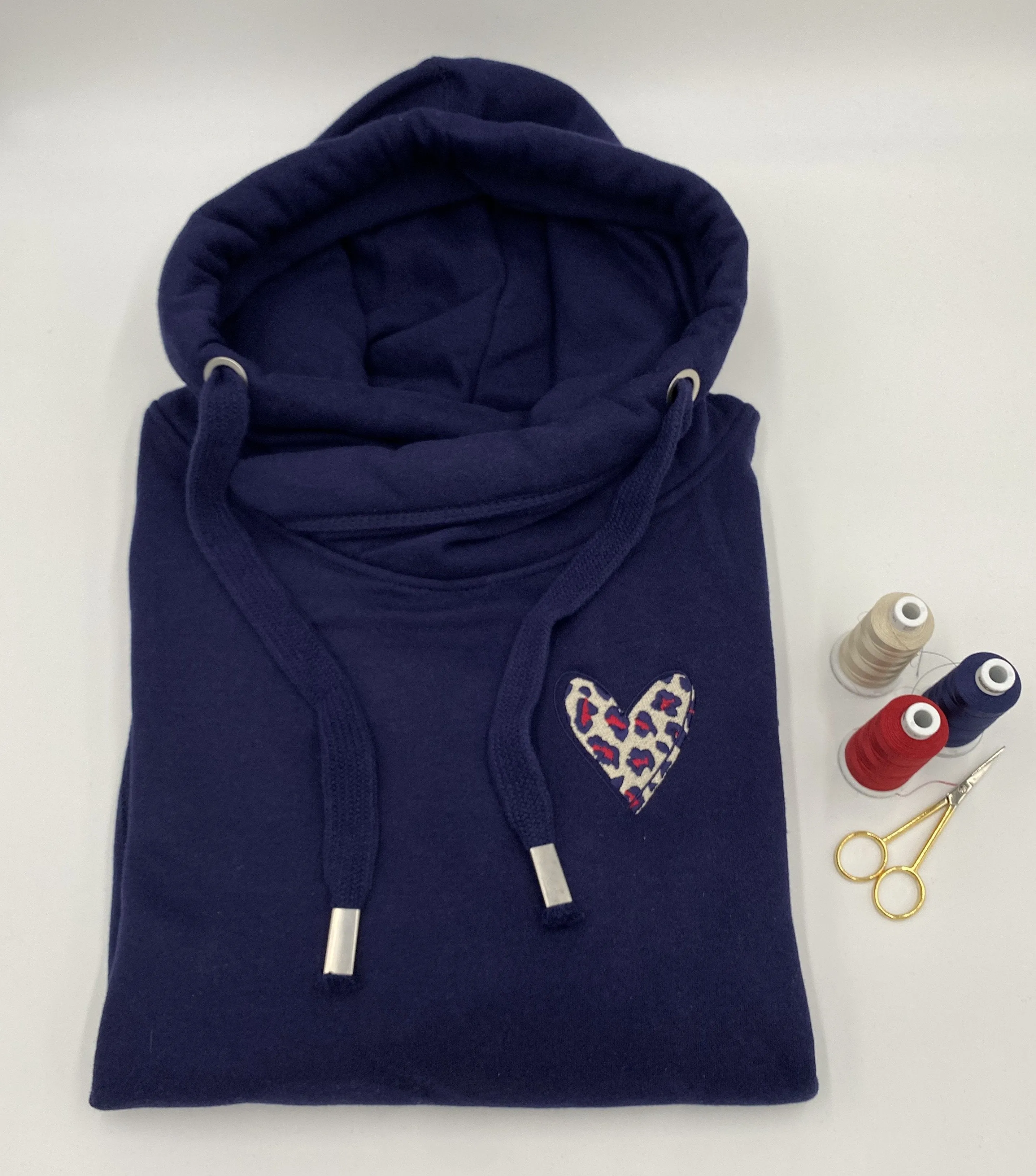 Leopard Print Heart Crossneck Hoodie available in Grey, Pink, Blue, Nude, Black, Navy and Dusty Pink
