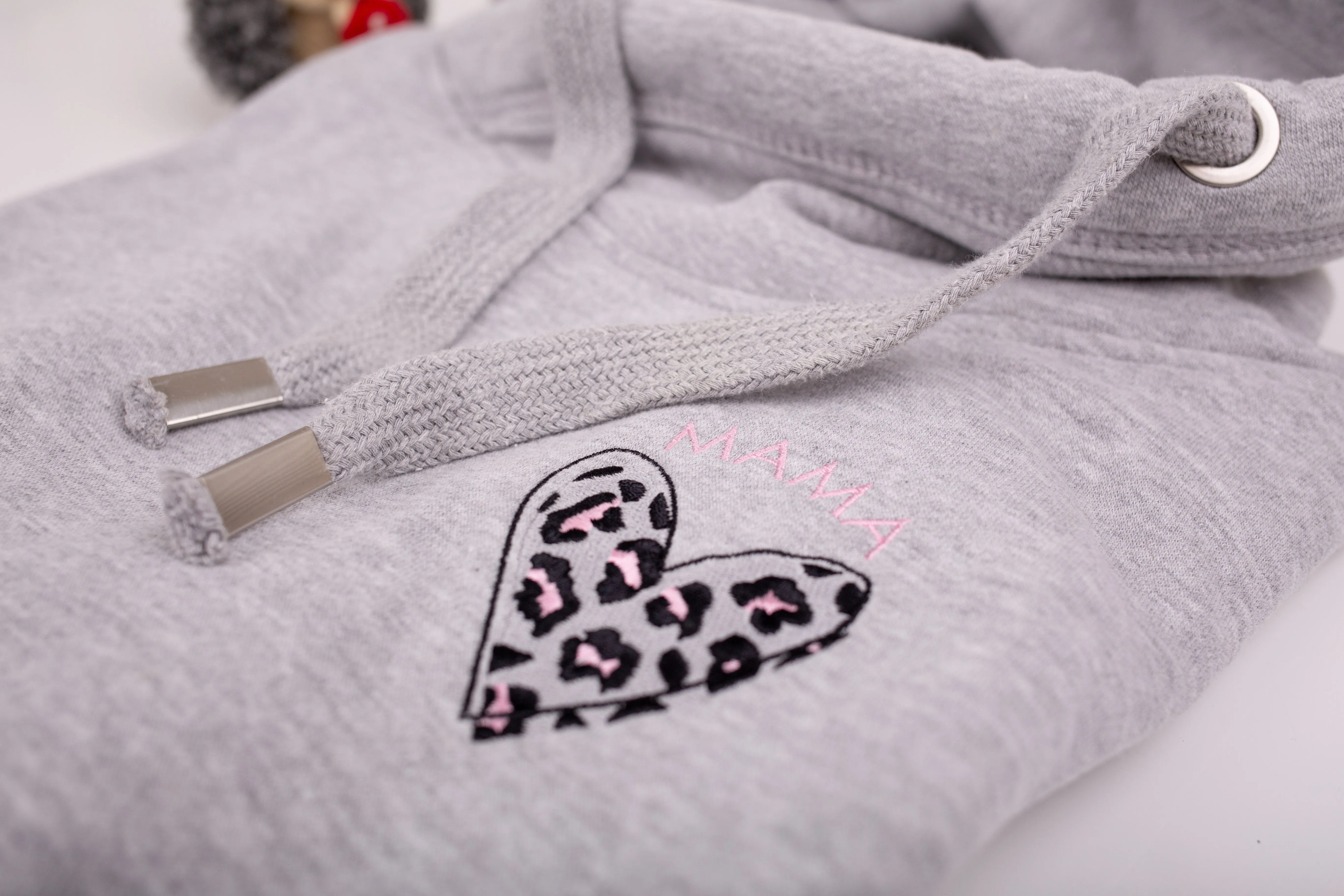 Leopard Print Heart Crossneck Hoodie available in Grey, Pink, Blue, Nude, Black, Navy and Dusty Pink