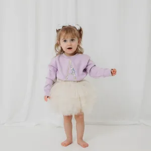 Lilac Embroidered Floral Initial Sweater