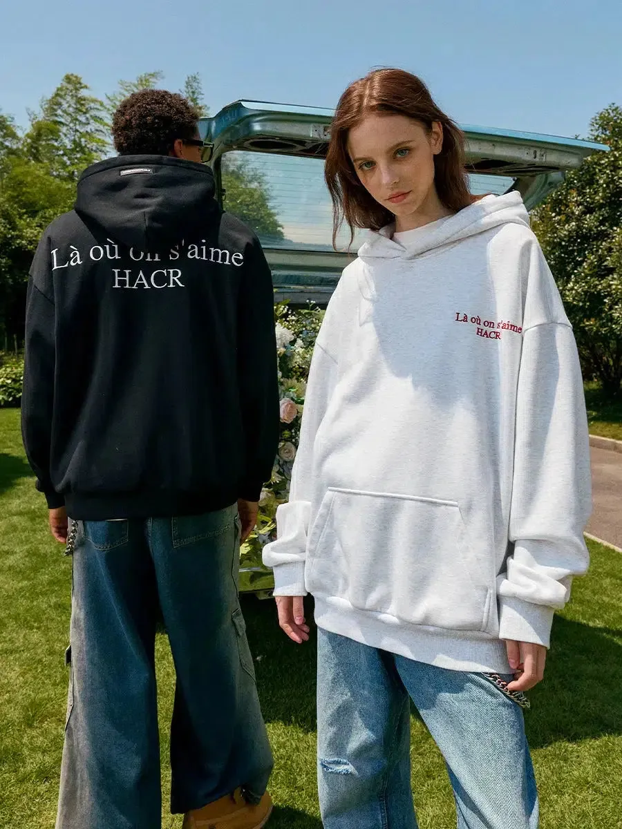 Logo Slogan Embroidered Hoodie