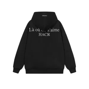 Logo Slogan Embroidered Hoodie