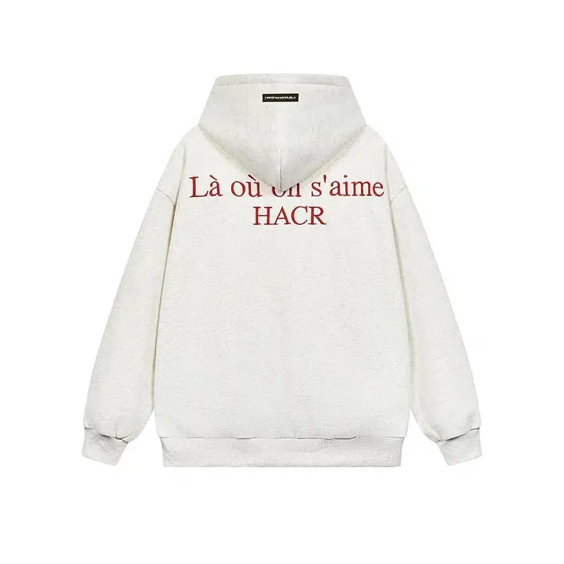 Logo Slogan Embroidered Hoodie